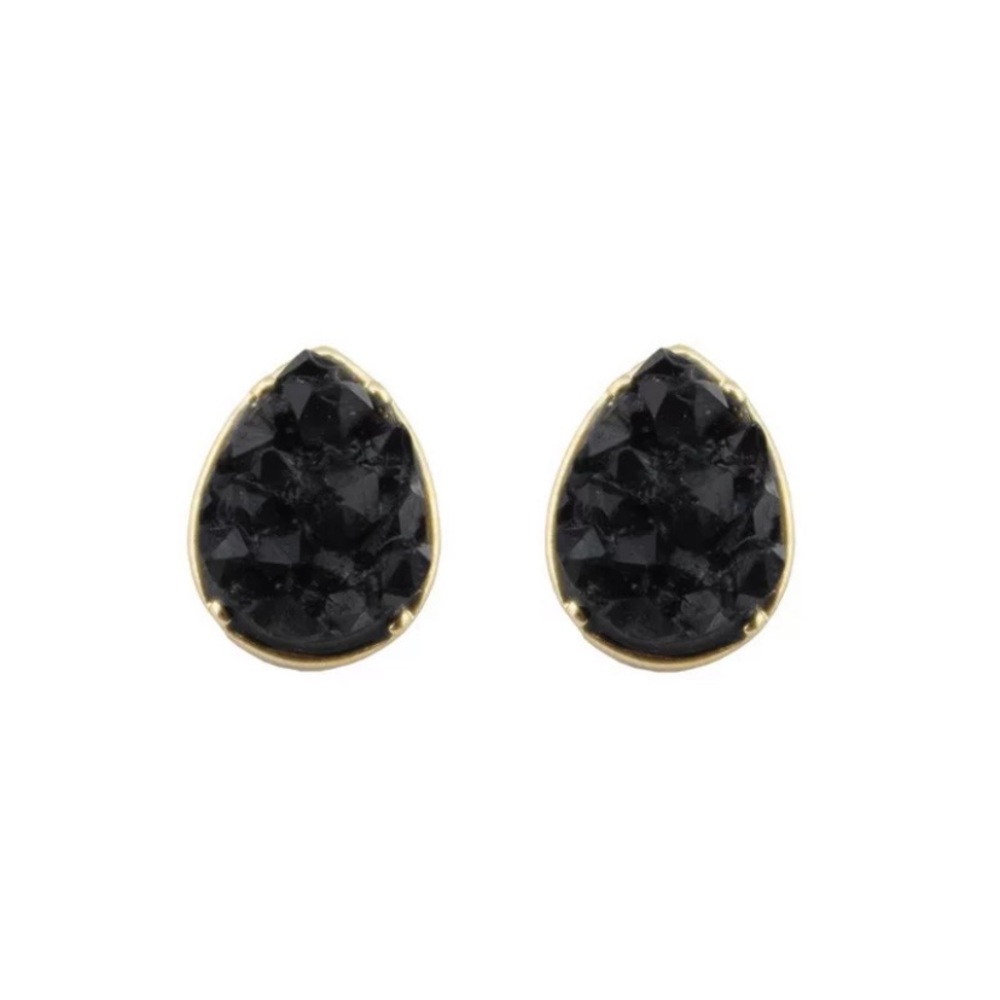black pear shaped druzy earrings NEW
